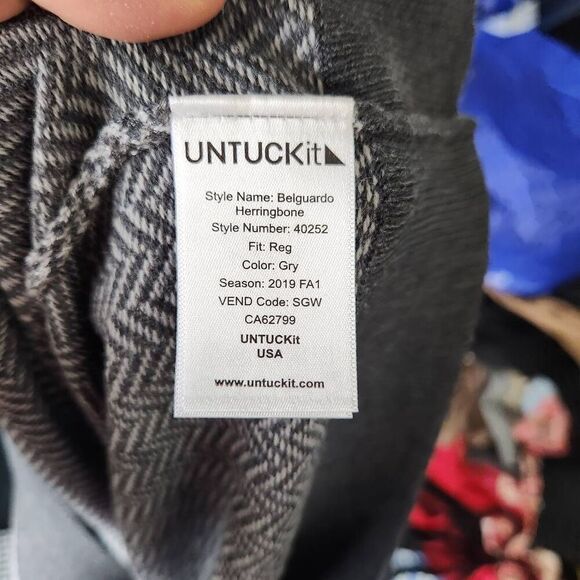 UNTUCKit Collared 1/4 Zip Sweater Mens Large Gray Extra Fine Merino Wool Casual - Picture 13 of 14